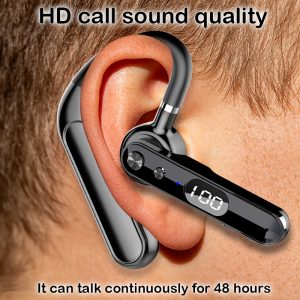 Wireless Headphones, Single Earphone, High-Quality Earphones, Long Battery Life, 48H Ultra-Long Battery, One-Click Mute, High-Definition Calls, Battery Display, Compatible with Iphone And Android, Perfect for Drivers, Office, Gym, And Gaming