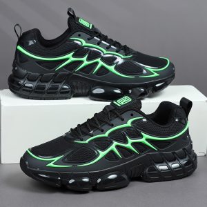 2026 Chunky Sneakers, Breathable Mesh Sports Casual Shoes, Black Trendy Men'S Casual Sports Shoes, Height-Increasing Shock-Absorbing Outdoor Running Shoes, Men'S Fashion Letter Print Versatile Mecha Style Outdoor Shoes, Unisex Couple Sports Shoes