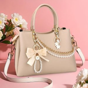 3pcs Chic Metal Bag Charms & Keychains Set | Elegant Handbag Decorations with Pearl Accents, Golden-Toned Iron Alloy Hardware for Women'S Purses, Wallets, Crossbody & Shoulder Bags, Purse Accessories | Elegant Handbag Embellishments