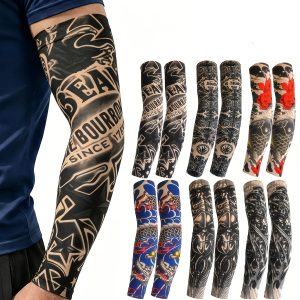 4pcs Set of Randomly Mixed Style Floral Tattoo Sleeves, Suitable for Men And Women, Elastic Ice Silky Arm Protectors, Lightweight And Breathable, for Everyday Wear, Suitable for Hiking And Halloween Parties