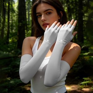 Women'S Summer Arm Sleeves with Half Finger Gloves, Quick Dry Breathable Outdoor Cycling Sleeves, Lightweight Comfortable Elastic Skin-Friendly