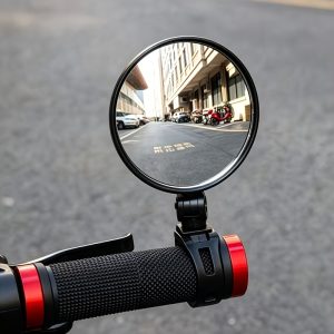 Adjustable Rearview Mirror for Bicycle, 360-Degree Wide-Angle Convex Mirror, Universal for Mountain Bike And Single Bike, Anti-Slip Silicone Handle, Acrylic Mirror Surface, Outdoor Riding Accessory