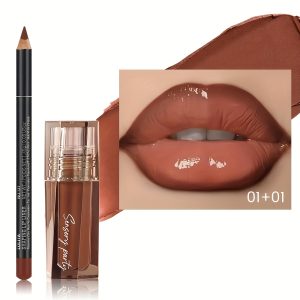 Moisturizing Lip Gloss And Liner Duo - Shape Your Lips with 3D Accuracy, Get a Fresh Appearance for Any Event, Ideal for All Makeup Looks!