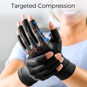 FREETOO Gloves for - Fingerless Compression Gloves Suitable for, Carpal Tunnel, Rheumatoid, & Swelling, Unisex Elastic Gloves with Reinforced Compression (Hand Washable)